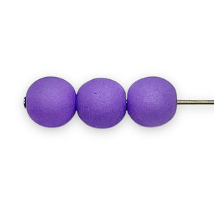 Czech glass round druk beads 25pc matte violet purple 8mm