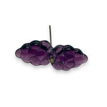 Load image into Gallery viewer, Czech glass grape fruit beads 12pc dark purple 16x11mm
