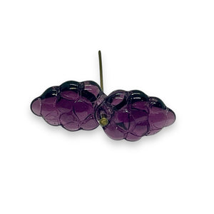 Czech glass grape fruit beads 12pc dark purple 16x11mm