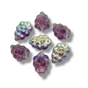 Czech glass grape fruit beads 12pc amethyst purple AB 16x11mm