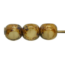 Load image into Gallery viewer, Czech glass 3 cut German style round beads 50pc beige picasso 4mm
