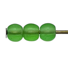 Load image into Gallery viewer, Czech glass round druk beads 100pc frosted translucent green 3mm
