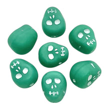 Load image into Gallery viewer, Czech glass skull beads 8pc matte turquoise white 12mm
