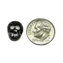 Load image into Gallery viewer, Czech glass skull beads 8pc matte black white patina 12mm
