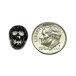 Czech glass skull beads 8pc matte black white patina 12mm