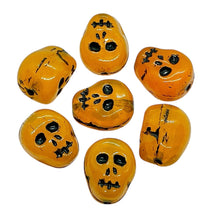 Load image into Gallery viewer, Czech glass skull beads 8pc orange black 12mm
