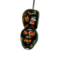 Load image into Gallery viewer, Czech glass skull beads 8pc black orange patina 12mm
