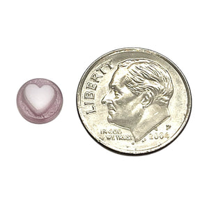 Vintage glass heart cabochons 15pc purple & white 7mm