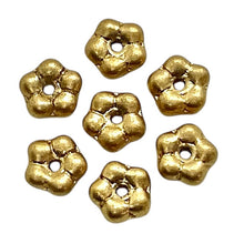 Load image into Gallery viewer, Czech glass forget me not flower spacer beads 50pc matte gold 5mm
