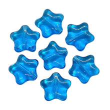 Load image into Gallery viewer, Czech glass star beads 20pc aqua blue 12mm
