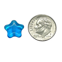 Load image into Gallery viewer, Czech glass star beads 20pc aqua blue 12mm
