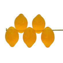 Load image into Gallery viewer, Czech glass lemon fruit beads 12pc frosted dark yellow
