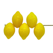 Load image into Gallery viewer, Czech glass lemon fruit beads 12pc milky yellow
