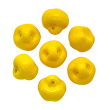 Load image into Gallery viewer, Czech glass apple fruit beads 10pc yellow orange 12mm
