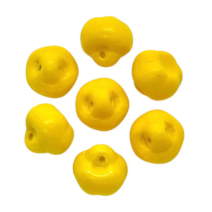 Czech glass apple fruit beads 10pc yellow orange 12mm