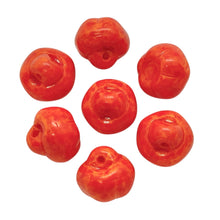 Load image into Gallery viewer, Czech glass apple fruit beads 10pc orange red 12mm
