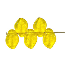 Load image into Gallery viewer, Czech glass wavy leaf beads 20pc yellow 14x9mm
