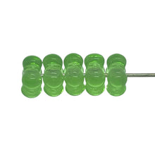Load image into Gallery viewer, Czech glass forget me not square flower spacer beads 50pc peridot green 6x3mm
