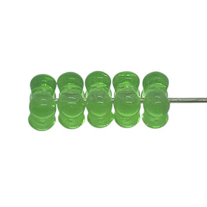Czech glass forget me not square flower spacer beads 50pc peridot green 6x3mm