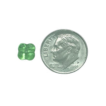 Load image into Gallery viewer, Czech glass forget me not square flower spacer beads 50pc peridot green 6x3mm
