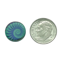 Load image into Gallery viewer, Czech glass laser tattoo nautilus seashell coin beads 8pc matte turquoise sliperit 14mm
