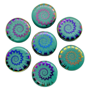 Czech glass laser tattoo nautilus seashell coin beads 8pc turquoise sliperit #2 14mm