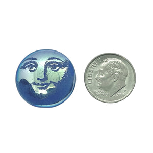 Czech glass laser tattoo sun moon puffed coin beads 4pc blue AB 22mm