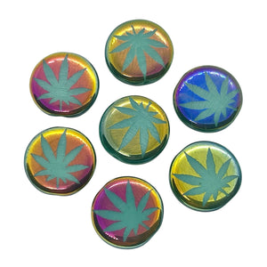 Czech glass laser tattoo cannabis leaf coin beads 8pc turquoise sliperit 14mm