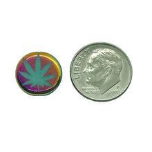 Load image into Gallery viewer, Czech glass laser tattoo cannabis leaf coin beads 8pc turquoise sliperit 14mm
