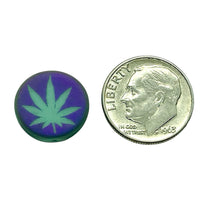Load image into Gallery viewer, Czech glass laser tattoo cannabis leaf coin beads 8pc matte turquoise sliperit 14mm
