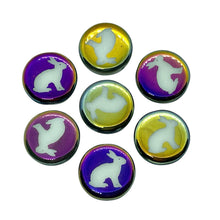 Load image into Gallery viewer, Czech glass laser tattoo rabbit coin beads 8pc white sliperit 16mm
