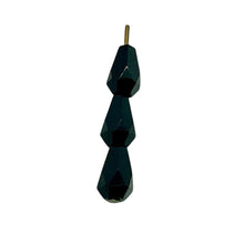 Load image into Gallery viewer, Czech glass faceted pear teardrop beads 30pc jet black 7x5mm
