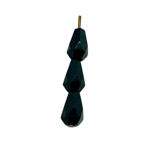 Czech glass faceted pear teardrop beads 30pc jet black 7x5mm