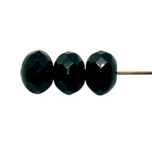 Load image into Gallery viewer, Czech glass faceted rondelle beads 25pc jet black 9x6mm
