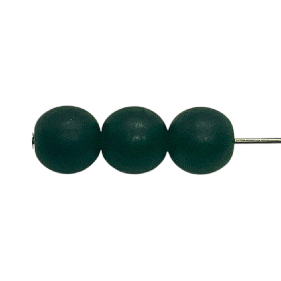 Czech glass round druk beads 30pc matte jet black 8mm