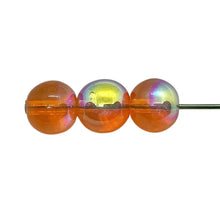 Load image into Gallery viewer, Czech glass round druk beads 30pc translucent orange AB 8mm
