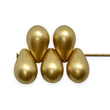 Load image into Gallery viewer, Czech glass teardrop beads 50pc matte Aztec gold 9x6mm
