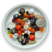 Load image into Gallery viewer, Halloween Czech glass bead mix skulls, cats, pumpkins, owls &amp; more 66pc #4
