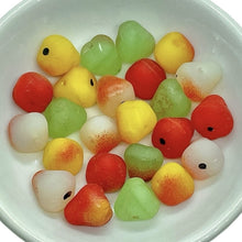 Load image into Gallery viewer, Czech glass pear fruit salad beads mix 24pc green red yellow &amp; white
