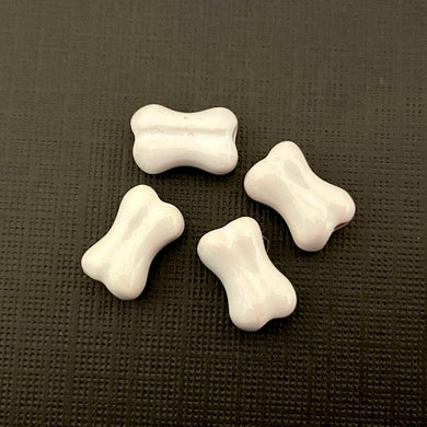 Peruvian ceramic tiny Halloween or dog bone beads 4pc 12x8mm-Orange Grove Beads