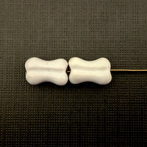 Tiny Halloween or dog bone beads Peruvian ceramic 4pc 12x8mm