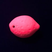Load image into Gallery viewer, Czech glass lemon fruit beads 12pc NEON pink UV glow
