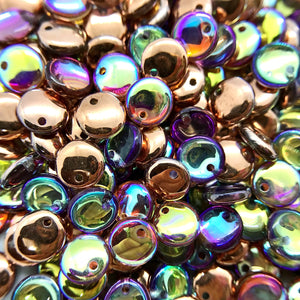 Czech glass one hole lentil beads beads 50pc crystal copper rainbow 6mm-Orange Grove Beads