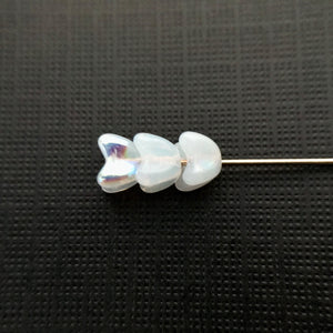 Czech glass 4 petal flower cup beads 50pc white opal AB 5mm-Orange Grove Beads