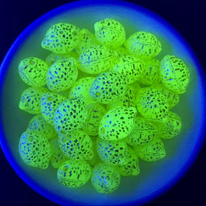Czech glass lemon fruit beads 12pc matte yellow metallic wash UV glow