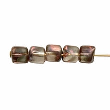 Load image into Gallery viewer, Czech glass cube beads 36pc  crystal with copper &amp; gold metallic finish-Orange Grove Beads
