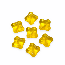 Load image into Gallery viewer, Czech glass diamond flat flower square beads 25pc yellow 10mm-Orange Grove Beads

