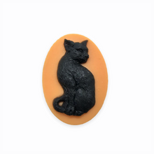 Load image into Gallery viewer, Halloween Black Cat Flatback Cabochon Acrylic 1pc 18x25mm oval orange-Orange Grove Beads
