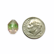 Load image into Gallery viewer, Czech glass faceted cathedral turbine beads 8pc pale pink green 10x8mm
