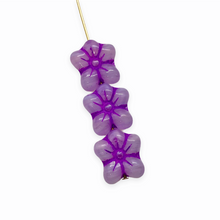 Load image into Gallery viewer, Czech glass elongated daisy flower beads 10pc opaline purple violet 14x12mm
